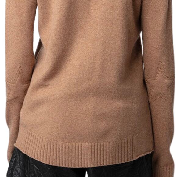 Zadig & Voltaire Vivi Ws Star Patch Cashmere Sweater Camel Color NWT Small - Picture 3 of 12